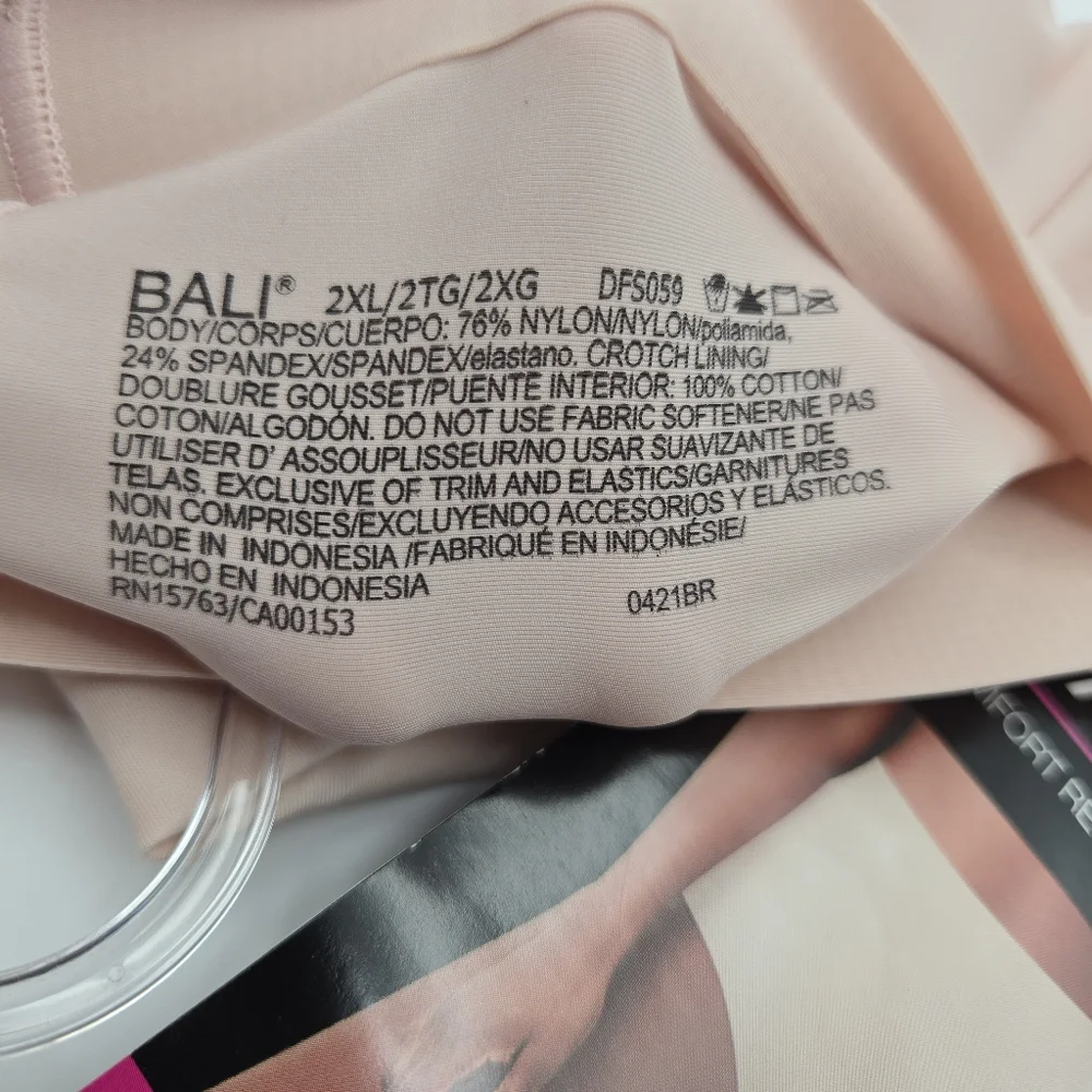 Bali Easy Lite 2 Pack Briefs Panties Underwear Womens Plus Size 2XL Blush Pink